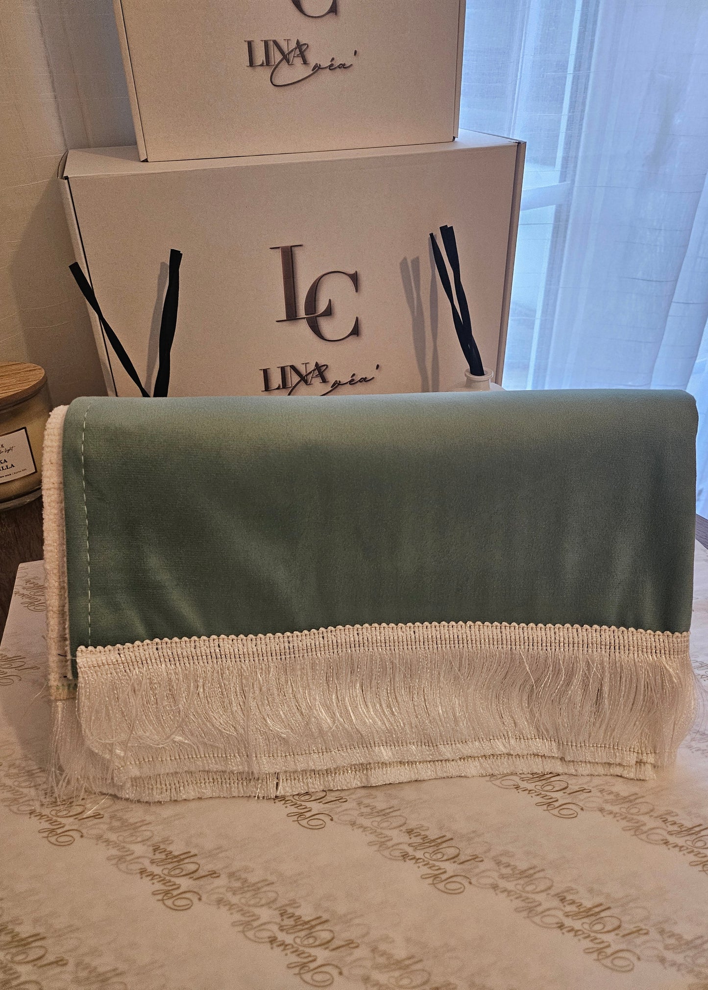 Tapis de prière premium Vert d'Eau