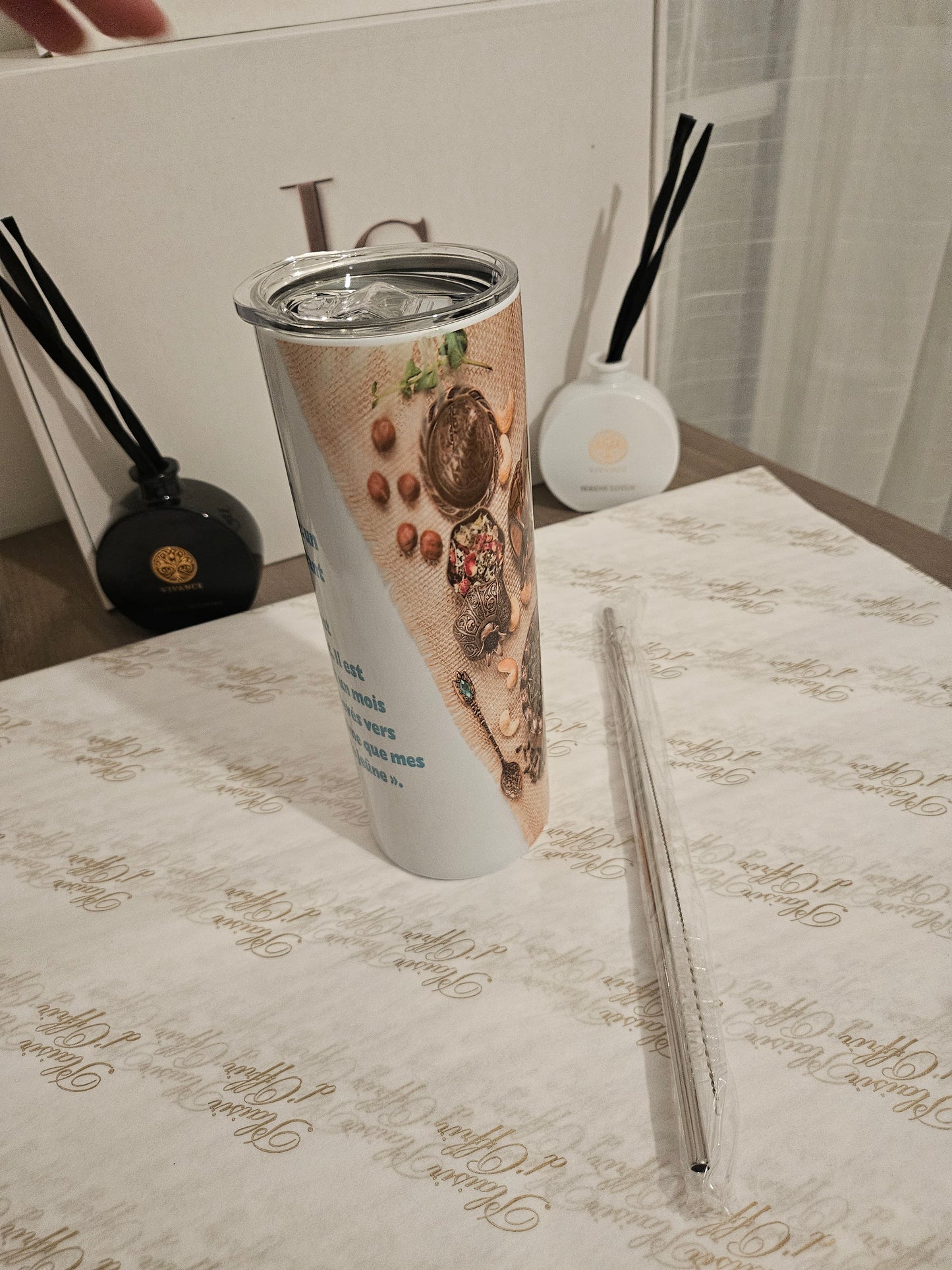 Gobelet voyage avec paille en métal